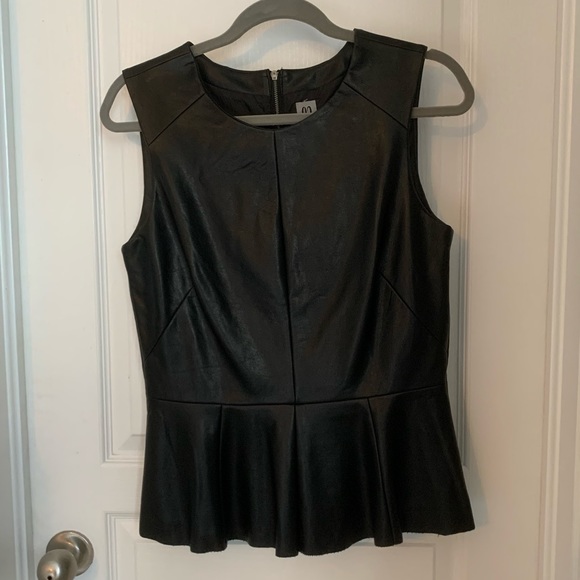 Faux Leather Peplum sleeveless top - Picture 1 of 4